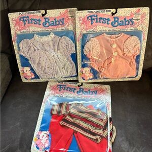 Vintage Doll Clothes Set - Pink, Purple, and Red